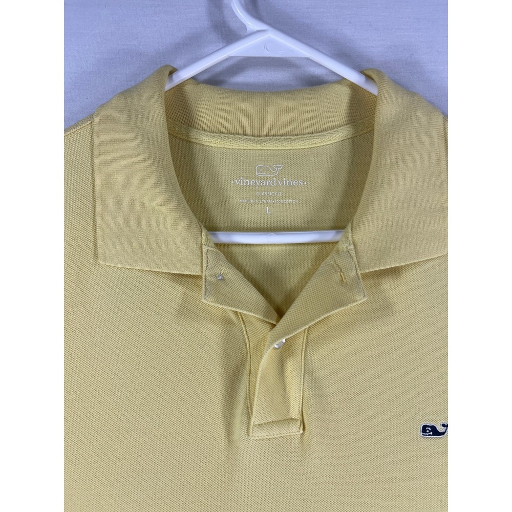 Vineyard Vines Mens Classic Fit Polo Shirt Yellow Short Sleeve Cotton Large